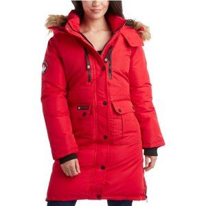Women's Winter Coat Long-Length Parka Jacket with Removable Faux-Fur Trim